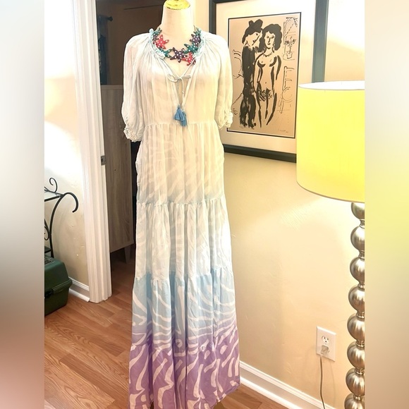 Oliphant,Ombre Silk Dress ,Exotic Silk/Cotton Blend, Pockets, Semi-Sheer,Size S - Picture 4 of 15